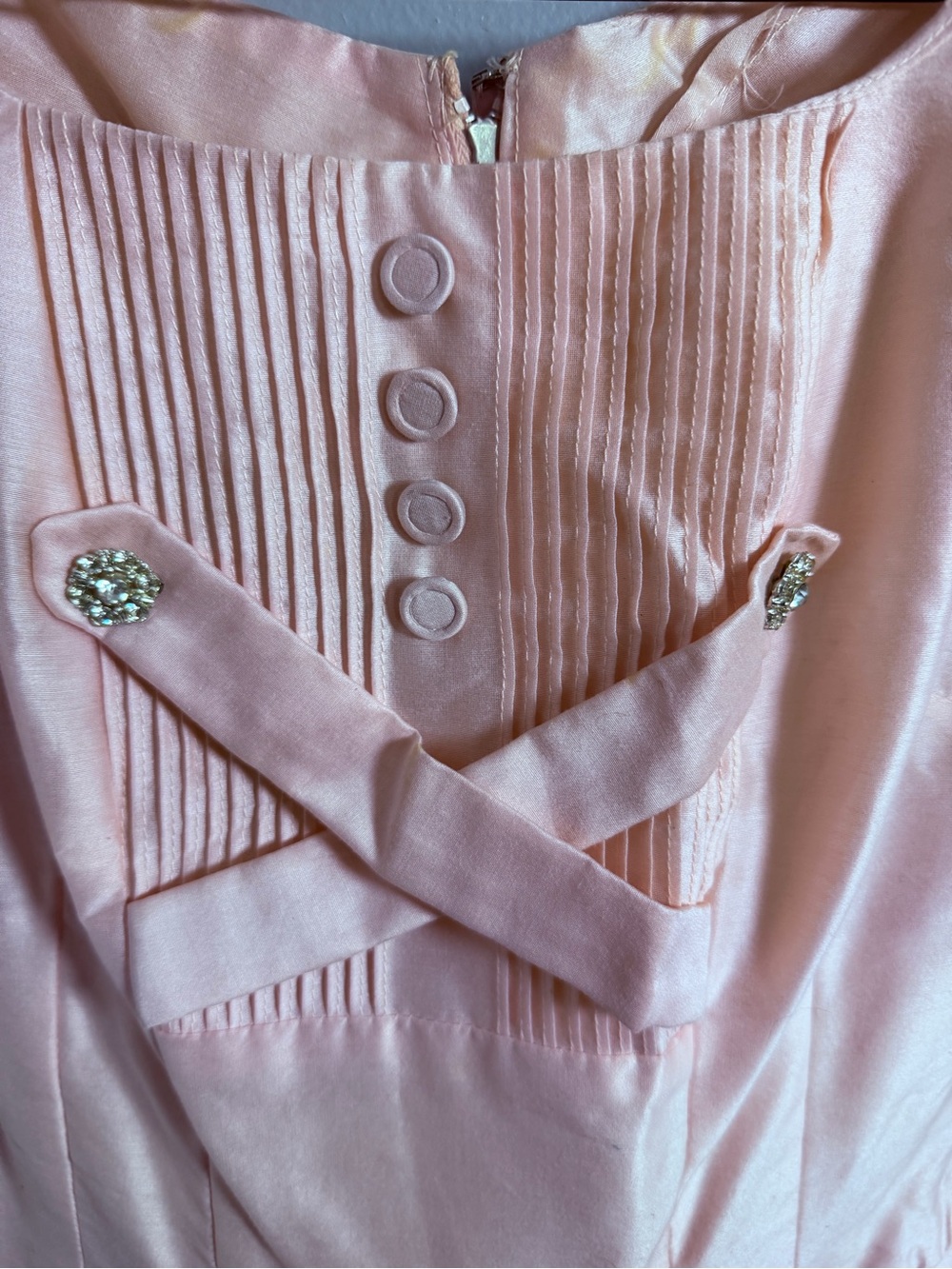 Vtg 60’s Soft Blush Cap-Sleeve Fit & Flare Mini Dress - Picture 4 of 11